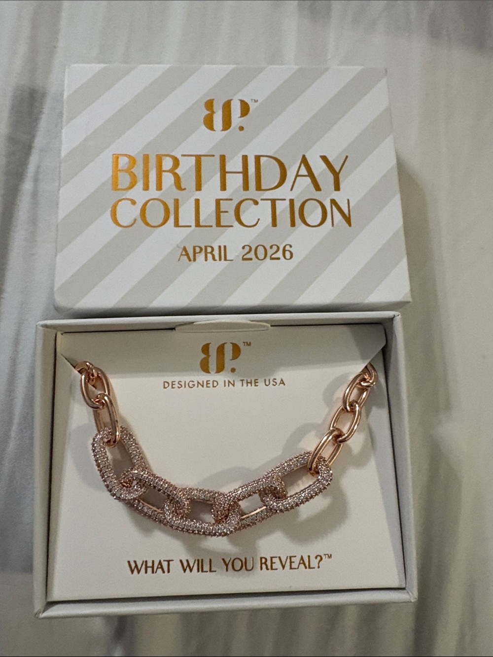 bp Rose Gold Pave Link Chain Bracelet